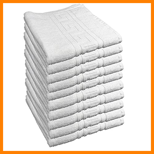 【 Mejor precio en oferta de 】✔️ Toallas de Ducha, 100% algodón, Medidas 70x140 cms. Acabado en Greca Color Blanco. 450 Gramos/m2. Set de 10 Toallas.