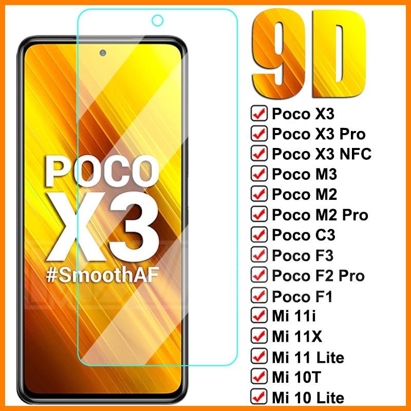 【 Mejor precio en oferta de 】✔️ Vidrio Templado 9D para Xiaomi Poco X3 NFC X2 M3 M2 C3 F2 Pro F3, película protectora Mi 10 10T 11 Lite 11X Pro 10i 11i Mix 2 3 Glass