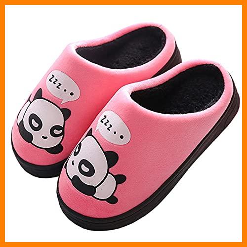 【 Mejor precio en oferta de 】✔️ Zapatillas de Estar por Casa para Niñas Niños Otoño Invierno Zapatillas Mujer Hombres Interior Caliente Suave Dibujos Animados Panda Zapatos Rosa 25/26 EU = 26/27 CN