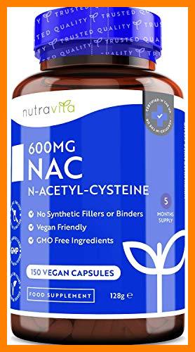 【 Mejor precio en oferta de 】✔️ NAC N-acetil-cisteína 600 mg - 150 cápsulas veganas - Suministro de 5 meses de suplemento NAC - Alta biodisponibilidad - Sin rellenos ni aglutinantes sintéticos - Fabricado por Nutravita