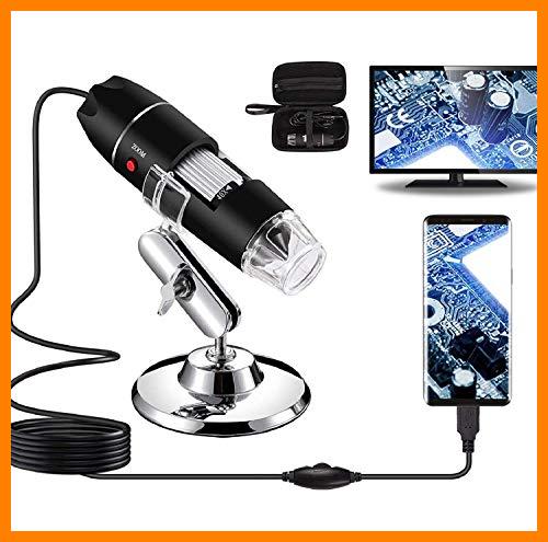 【 Mejor precio en oferta de 】✔️ Bysameyee Microscopio Digital USB 40X a 1000X, 8 LED Cámara de endoscopio de Aumento con Estuche y Soporte de Metal, Compatible para Android Windows 7 8 10 Linux Mac