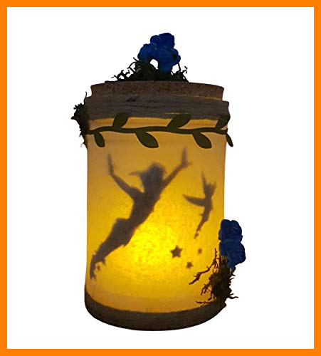【 Mejor precio en oferta de 】✔️ Campanilla capturada en tarro luminoso,luz quitamiedos habitación de bebe luz de ambiente (Peter Pan volando)