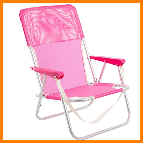 【 Mejor precio en oferta de 】✔️ LOLAhome Silla de Playa Plegable de Aluminio de 71x54x40 cm (Rosa)
