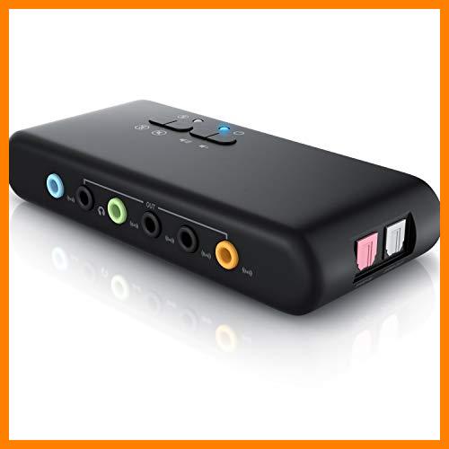 【 Mejor precio en oferta de 】✔️ CSL - Tarjeta de Sonido USB 7.1 Externa 8 Canales - Canal 7.1 USB Soundbox - Dynamic 3D Surround Sound - para hasta 8 Altavoces - grabación reproducción simultánea - para Audio analógicos y Digitales