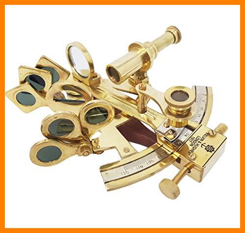 【 Mejor precio en oferta de 】✔️ The New Antique Store Sextante de Bolsillo de Latón Kelvin Hughes London Solid Brass Sextant Marine Astrolabio