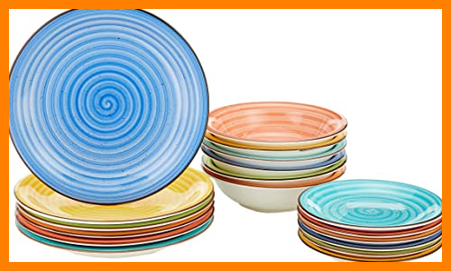 【 Mejor precio en oferta de 】✔️ Tognana Art & Pepper Stoneware - Vajilla de 18 piezas, multicolor