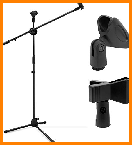 【 Mejor precio en oferta de 】✔️ Soporte de Micrófono, Ohuhu Trípode Genérico Pie de Micrófono, Soporte para Micrófono con Clip de Micrófono Doble, Plegable con Soporte de Boom, Ultraligero para Transporte Fácilmente, Negro