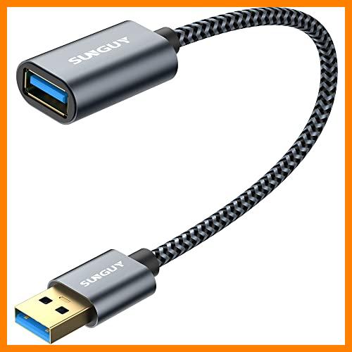 【 Mejor precio en oferta de 】✔️ SUNGUY Cable alargador USB 3.0 de 0,3 m, cable de extensión de 5 Gbps, muy rápido, corto USB A macho a hembra, para lector de tarjetas, teclado, impresora, escáner, cámara, etc. - gris
