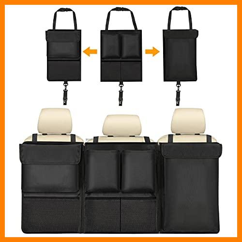 【 Mejor precio en oferta de 】✔️ URAQT Organizadores para Coche, Organizador Maletero Coche, Protector de Asiento, Bolsas para Maletero del Coche de Malla con 7 Bolsillos y Correa Ajustable, Adecuado para SUV, MVP
