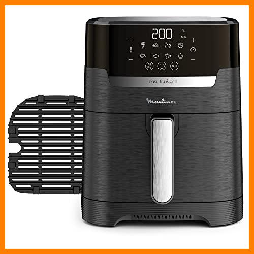 【 Mejor precio en oferta de 】✔️ Moulinex Easy Fry & Grill EZ5058 - Freidora de Aire Sin Aceite 2 en 1 para Freír o a la Parrilla, Pantalla Digital Táctil, 8 Programas para Comidas Sanas, App 125 recetas, Negro, 4.2L, 6 personas