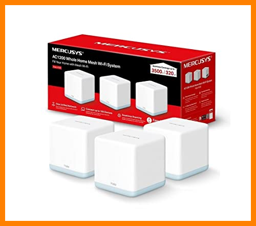 【 Mejor precio en oferta de 】✔️ MERCUSYS Halo H30(3-Pack) - AC1200 Wi-Fi Mesh, 10/100 MBps Puerto Ehernet, Doble Banda 2. 4GHz/5GHz, hasta 320m2, MU-MIMO, Control Parental, Fácil Configuración App, Blanco