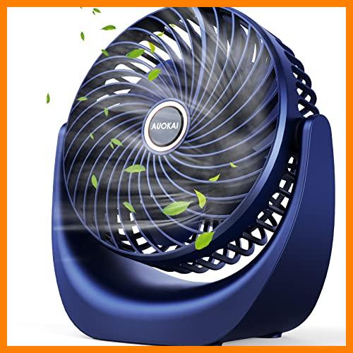 【 Mejor precio en oferta de 】✔️ Ventilador USB, Portátil Ventilador de Mesa Silencioso, Mini Ventilador con 4000mAh Recargable Batería, 5 Velocidades,Rotación de 360° Ventiladores Pequeño de Mesa para Oficina, Hogar,Cámping (Blue)
