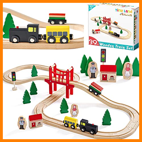 【 Mejor precio en oferta de 】✔️ Motor del Tren y Pista de Madera, 39 pcs