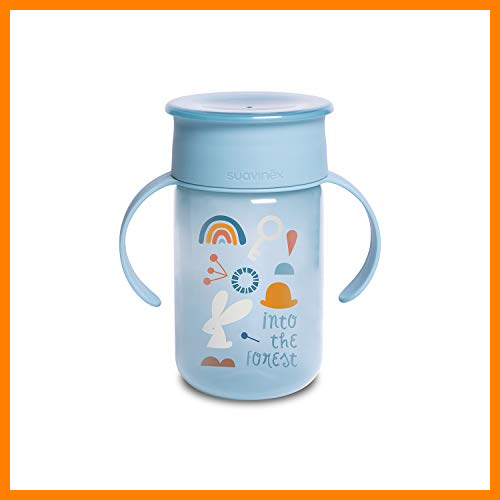 【 Mejor precio en oferta de 】✔️ SUAVINEX, Vaso Aprendizaje Bebé, Vaso 360 con sistema Antiderrame y Antigoteo, con Asas y Tapa, para Bebés +12 Meses, Apto para Lavavajillas, 340 ml, Azul