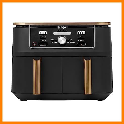 【 Mejor precio en oferta de 】✔️ Ninja Foodi MAX Dual Zone Air Fryer, Freidora sin aceite, 9.5L, 2 cajones, Pinzas, 8 porciones, 6 en 1, Cesta Antiadherente apta para Lavavajillas, Cobre/negro, Exlusiva de Amazon, AF400EUCP