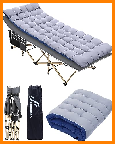 【 Mejor precio en oferta de 】✔️ Sportneer Cuna de Camping portátil con colchón, cunas de Dormir Plegables para Adultos, 188 x 71 x 35 cm Cama de Campamento Plegable Resistente con Acolchado para Camping