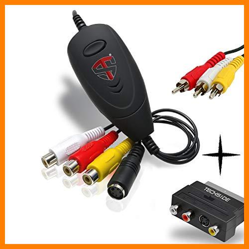 【 Mejor precio en oferta de 】✔️ TechSide Convertidor analógico a Digital VHS Completo (Scart + Cables RCA) Nueva versión 2023 | Compatible Windows 11 + Nuevo Software | USB 2.0 Video Grabber Capture Convertir Formato de videocasete