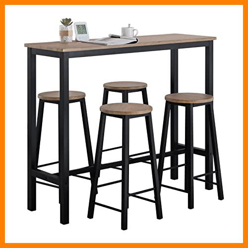 【 Mejor precio en oferta de 】✔️ SoBuy OGT22-SCH Juegos de Muebles Altas 1 Comedor Mesa Alta y 4 Taburetes de Bar ES (OGT22-SCH)