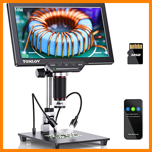 【 Mejor precio en oferta de 】✔️ TOMLOV 10.1'' Microscopio HDMI 1300X, LCD Microscopio Digital con Pantalla de luz transmitida (DM202 10.1'' HDMI Microscopio)