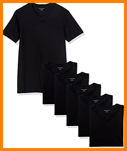 【 Mejor precio en oferta de 】✔️ Amazon Essentials Camiseta Interior con Cuello de Pico Hombre, Pack de 6, Negro, XL