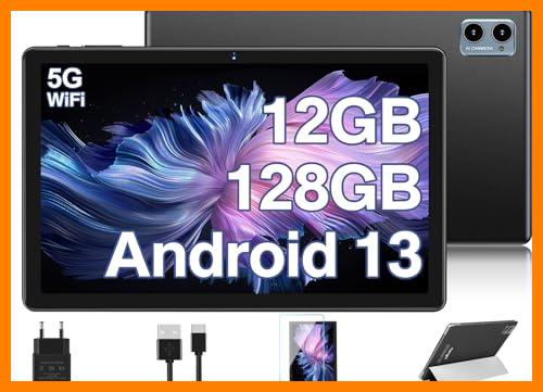 【 Mejor precio en oferta de 】✔️ Oangcc 2023 Newest Tablet 10 Pulgadas Android 13 Tablet, 12 GB RAM + 128 GB ROM/TF 1TB, 5G + 2.4 G WiFi, 8-Core 2.0 GHz, BT 5.0, Widget, Split-Screen, 6,000 mAh, GMS Certified Tablet Funda - Negro
