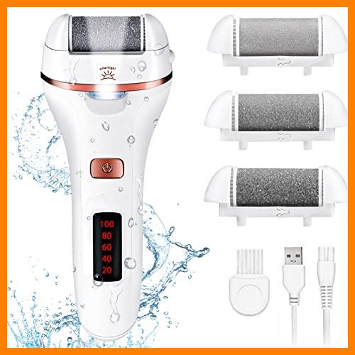 【 Mejor precio en oferta de 】✔️ Aottom ABS Lima Electrica Blanca para Pies, Pedicura Quita Durezas Eliminar Callos Herramientas de Poderoso Recargables Profesional con 3 Diamond Rodillos IPX7 Impermeable