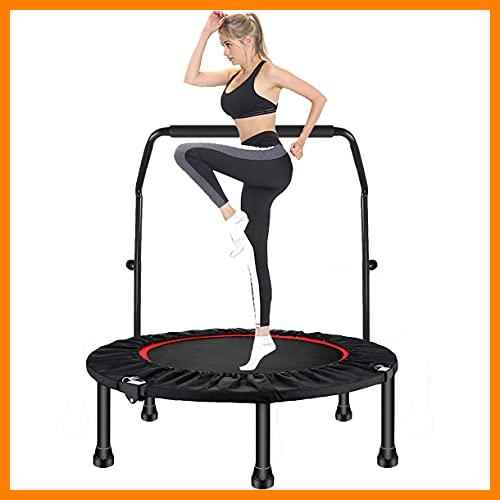 【 Mejor precio en oferta de 】✔️ Sinbide Plegable Fitness Trampolín para Niños y Adultos Mini Cama Elástica con Apoyabrazo Ajustable Ø100cm/Ø122cm Jump Trampolín de Entrenamiento Ejercicio Gimnasio Interior Carga 150kg (Ø100cm - 40")