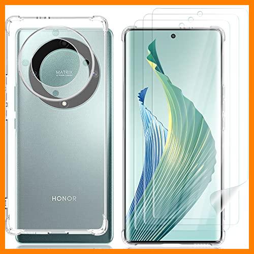 【 Mejor precio en oferta de 】✔️ NEWZEROL Funda TPU + 3 Piezas Protector de Pantalla suave para Honor Magic 5 Lite 5G, [Reconocimiento de Huellas Dactilares de Apoyo] [Sin Burbujas]