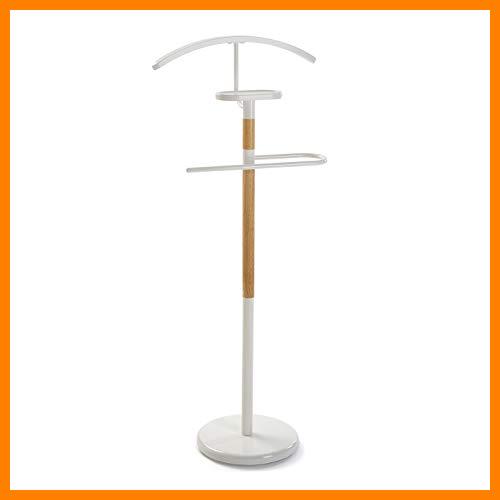 【 Mejor precio en oferta de 】✔️ Versa Holstebro Galán de Noche Moderno Multifuncional con 2 Perchas o Colgadores para Ropa de Hombre o Mujer, Medidas (Al x L x An) 112 x 28,8 x 46,5 cm, Metal y Madera, Color Blanco