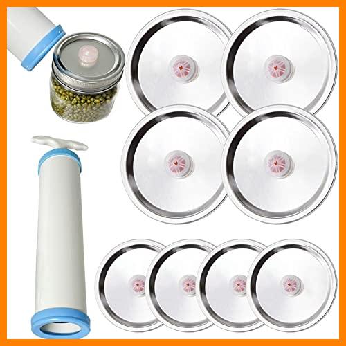 【 Mejor precio en oferta de 】✔️ BAOK Kit de envasado al vacío de tarro de albañil con manual, tapa de conservación de calidad alimentaria, bomba de vacío manual, tarros para latitudes y boca normal