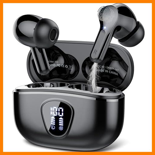 【 Mejor precio en oferta de 】✔️ Auriculares Inalámbricos Bluetooth, Auriculares Bluetooth 5.3 con Controlador de 14,2 mm, Sonido Envolvente, 40Horas Cascos Inalámbricos con Reducción de Ruido, Pantalla LED, IP7 Impermeable,Oscuro