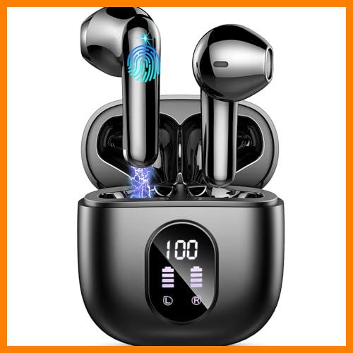 【 Mejor precio en oferta de 】✔️ Auriculares Inalambricos Bluetooth, Auriculares Bluetooth 5.3 con 4 HD Mics, 50Horas HiFi Estéreo Cascos Inalambricos Bluetooth con ENC Reducción de Ruido, Audifonos IP7 Impermeable, Pantalla LED
