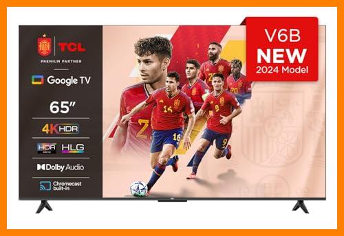 【 Mejor precio en oferta de 】✔️ TCL 65V6B 65" 4K Ultra HD, HDR TV, Smart TV Powered by Google TV (Dolby Audio, Motion Clarity, Control por Voz, Compatible con Google Assistant, Chromecast Integrado)