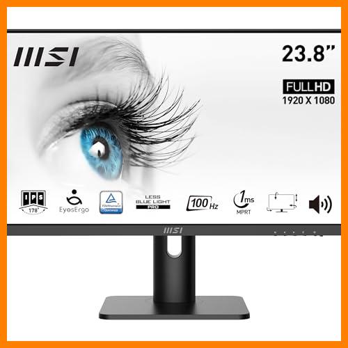 【 Mejor precio en oferta de 】✔️ MSI Pro MP243XP Monitor de Oficina Full HD de 23,8'', Panel IPS 1920 x 1080, 100 Hz, Pantalla Agradable a la Vista, Montaje VESA, Altavoces Integrados, Soporte Kit de Pantalla, HDMI 1.4, DP 1.2a