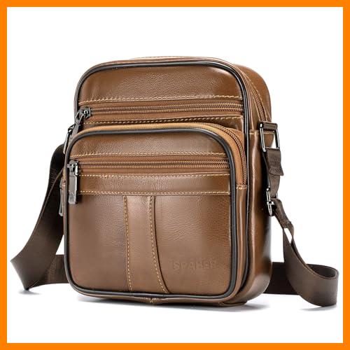 【 Mejor precio en oferta de 】✔️ SPAHER Bandolera Hombre Piel Bolso Bandolera Hombre Bolso Caballero Bolso Hombre de Cuero Pequeño Bolso Hombre Bandoleras de Hombre Bolso Cruzado Hombre Bolso de Mano Regalo para hombre