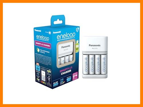 【 Mejor precio en oferta de 】✔️ eneloop SmartPlus Cargador, para 1-4 Pilas Recargables AA/AAA, 1.5h de Tiempo de Carga, 10 Funciones de Seguridad, 4 Pilas eneloop AA (2000 mAh) Incluidas