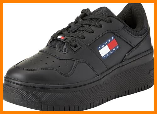 【 Mejor precio en oferta de 】✔️ Tommy Jeans Zapatillas para Mujer Sneaker Planas, Negro (Triple Black), 38