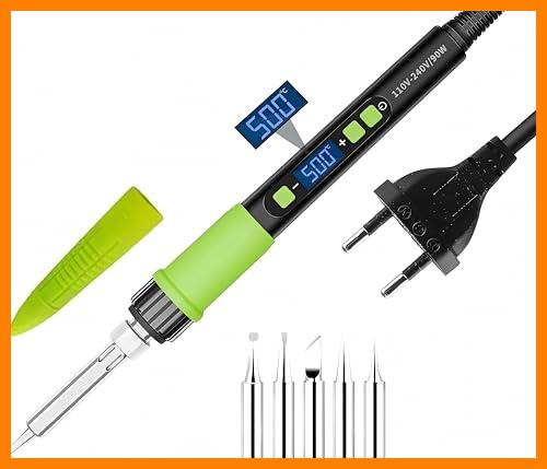 【 Mejor precio en oferta de 】✔️ YEEHONEC Soldador Estaño 90W LCD Temperatura Ajustable 180-500°C, Función de Autoapagado/Suspensión Automática, 5 Puntas de Soldadura Diferentes, Kit para Reparaciones y Principiantes