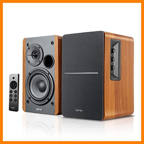 【 Mejor precio en oferta de 】✔️ Edifier Altavoces Activos de estantería con Bluetooth R1280DBs- Entrada óptica - Altavoces de Estudio Tipo Monitor 2.0 Wireless - 42W RMS con Salida de línea para subwoofer - Grano de Madera