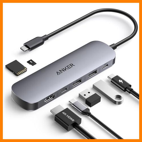 【 Mejor precio en oferta de 】✔️ Anker Hub USB C, 7-in-1 Multi-Port USB Adapter for Laptops, 4K@60Hz USB C to HDMI Splitter, 100W MAX Power Delivery, 3xUSBA & C 3.0 Data Ports, SD/TF Card, for Type C Devices (Charger Not Included)