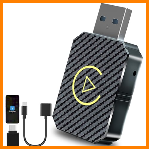 【 Mejor precio en oferta de 】✔️ Adaptador Inalámbrico Carplay, Adaptador Carplay Inalambrico, para Android 11 y Versiones Superiores de iPhone iOS 10, para Vehículos con CarPlay/Android Auto Cableado