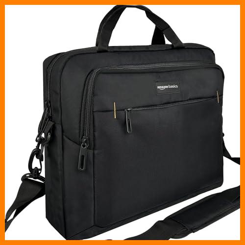 【 Mejor precio en oferta de 】✔️ Amazon Basics Maletín Compacto para portátil con Correa para el Hombro y Bolsillos para Accesorios (14 Pulgadas, 35,6 cm), Negro, 1 Unidad