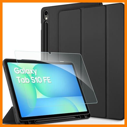 【 Mejor precio en oferta de 】✔️ Funda Compatible con Samsung Galaxy Tab S10 FE 10.9 Pulgadas 2025 / S9 FE 10.9 Pulgadas 2023 / S9 11 Pulgadas 2023 con Cristal Ultra Delgado, Función de Soporte, Negro