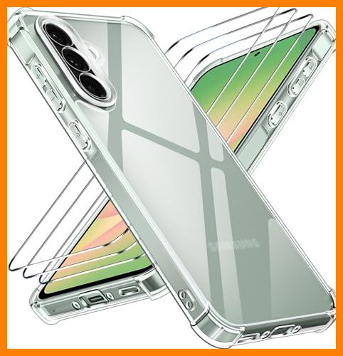 【 Mejor precio en oferta de 】✔️ ivoler Funda Militar Antigolpes para Samsung Galaxy A56 5G - Carcasa Transparente con 3 Protectores de Pantalla, Protección Mejorada para Cámara, Esquinas con Cojín y Bumper Reforzado - Claro