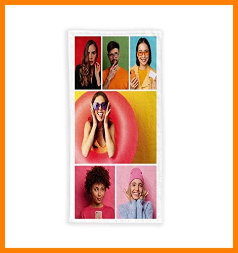 【 Mejor precio en oferta de 】✔️ Toalla Personalizada con Fotos y Texto. Toalla Collage de Fotos. Toalla de Playa, Piscina, Camping| E&B PORRAS 100x150 cm. (6 Fotos)