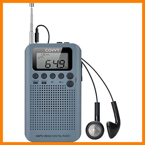 【 Mejor precio en oferta de 】✔️ Radio Portátil Pequeña Mini Radio de Bolsillo Am FM Estéreo Sintonización Digital Radio con Altavoz de Sonido Reloj Despertador y Temporizador Auricular