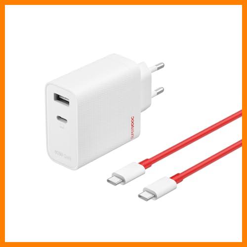 【 Mejor precio en oferta de 】✔️ OnePlus SUPERVOOC 80W Cargador rápido, Adaptador de Corriente GAN de Dos Puertos con Cable Flash Tipo C, Compatible con OnePlus 13/13R/Nord5/CE5