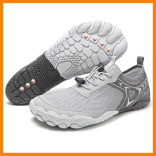 【 Mejor precio en oferta de 】✔️ Zapatos de tierra con cobre a tierra descalzo para mujeres hombres neuropatía, senderismo zapatos de agua descalzo, ligeros y antideslizantes, H06gris, 38 EU